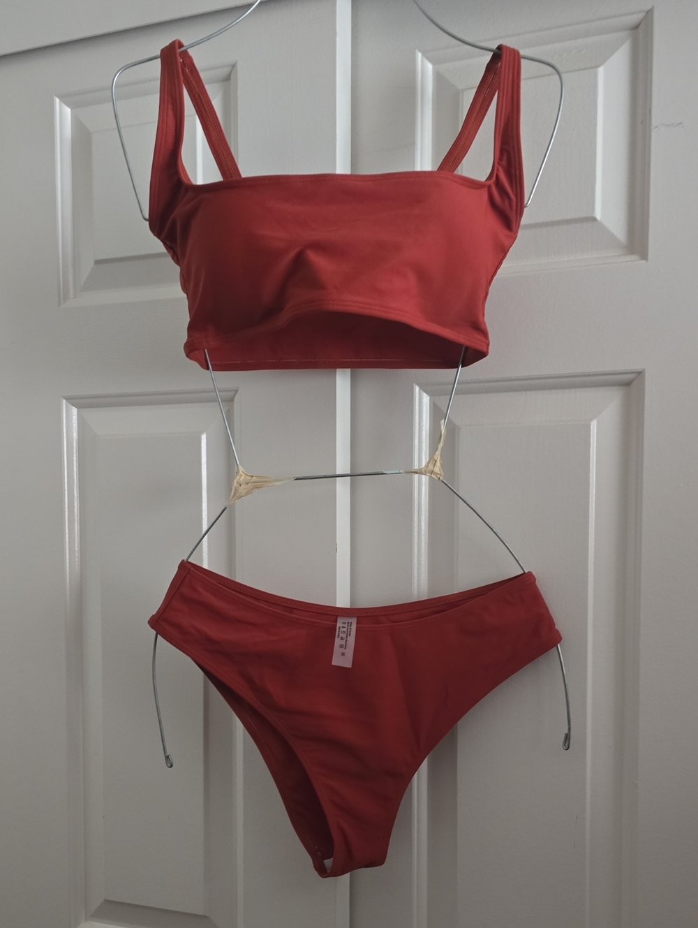 Women's Square Neck Bikini Set in Rust Red
